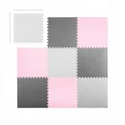 Salteluta de joaca tip puzzle 180 x 180 cm ricokids 7498 - roz - gri edeedi7498