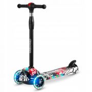 Trotineta cu roti cu led ricokids piko 765010 - negru -  alb - rosu edeedi765010