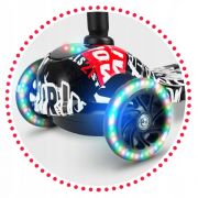 Trotineta cu roti cu led ricokids piko 765010 - negru -  alb - rosu edeedi765010