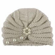 Caciulita crosetata tip turban cu perlute si strasuri MDx-19064-sa1