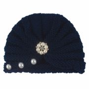 Caciulita crosetata tip turban cu perlute si strasuri MDx-19064-sa1