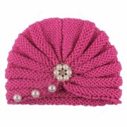 Caciulita crosetata tip turban cu perlute si strasuri MDx-19064-sa1