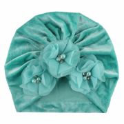 Caciulita tip turban din catifea cu flori aplicate MDx-19068-sa1