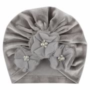 Caciulita tip turban din catifea cu flori aplicate MDx-19068-sa1