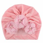 Caciulita tip turban din catifea cu flori aplicate MDx-19068-sa1