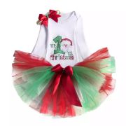 Body cu MANECA SCURTA si fustita tutu rosu cu verde - Primul meu Craciun ID-14.12-18 luni (Marimea 21 incaltaminte)