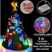 Brad de Craciun din Fetru model Conic 3D, 90x55cm,  18 decoratiuni si banda LED inclusa Bambinice BN038 BBJBN038_Initiala