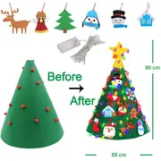 Brad de Craciun din Fetru model Conic 3D, 90x55cm,  18 decoratiuni si banda LED inclusa Bambinice BN038 BBJBN038_Initiala