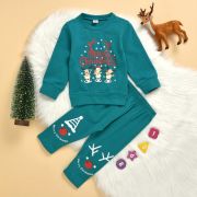 Pijama turqoise pentru copii - Merry Christmas MBMS06