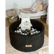 Piscina Uscata Pentru Copii Negru 90X40cm cu 200 bile incluse Flumi FM3302913 BBJFM3302913_Alb/Gri/Auriu