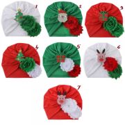 Caciulita tip turban cu floricele si personaje de Craciun MDMS115