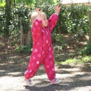 Combinezon impermeabil fleece red flowers 6-12 luni tnal18009