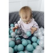 Set 200 Bile din Plastic Colorate, 7 cm Flumi FM3302911 BBJFM3302911_Alb/Verde Menta/Gri