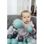 Set 200 Bile din Plastic Colorate, 7 cm Flumi FM3302911 BBJFM3302911_Alb/Verde Menta/Gri