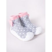 Mocasini pentru fetite cu talpa antiderapanta - Dots with Heart OB-148.Marimea 23