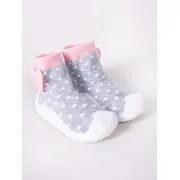 Mocasini pentru fetite cu talpa antiderapanta - Dots with Heart OB-148.Marimea 23