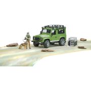 BRUDER - MASINA DE TEREN LAND ROVER DEFENDER CU PADURAR SI CAINE ARTBR02587