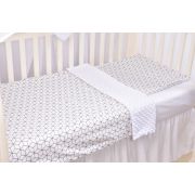 Lenjerie 3 piese model forme geometrice si plus minky alb PFCC4296