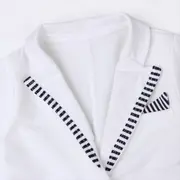 Salopeta eleganta cu sacou alb pentru bebelusi ADCC00251-H5.9-12 luni (Marimea 20 incaltaminte)