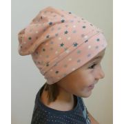 Caciula Pink Stars, cu bordura, in strat dublu, 35-39 cm KDECDB36PIST