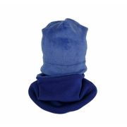 Set caciula cu protectie gat Fleece Blue pentru copii 3-6 luni, din bumbac KDECPF36BLU