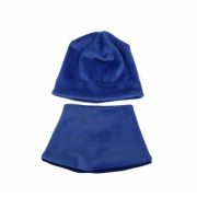 Set caciula cu protectie gat Fleece Blue pentru copii 3-6 luni, din bumbac KDECPF36BLU