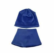 Set caciula cu protectie gat Fleece Blue pentru copii 3-6 luni, din bumbac KDECPF36BLU