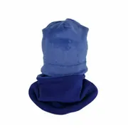 Set caciula cu protectie gat nou nascut Fleece Blue, din bumbac KDECPF00BLU
