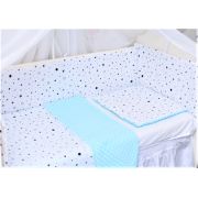 Lenjerie 3 piese patut  120x60 cm model stelute si plus minky bleu PFCC5729