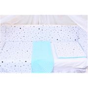 Lenjerie 3 piese patut  120x60 cm model stelute si plus minky bleu PFCC5729