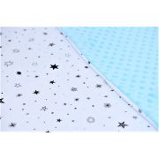 Lenjerie 3 piese patut  120x60 cm model stelute si plus minky bleu PFCC5729