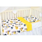 Lenjerie 3 piese patut 120x60 cm, model elicoptere si plus galben PFCC6641