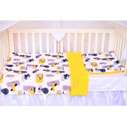 Lenjerie 3 piese patut 120x60 cm, model elicoptere si plus galben PFCC6641