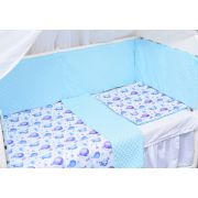 Lenjerie 3 piese patut 120x60 cm model baloane si plus minky bleu PFCC7278