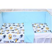 Lenjerie 3 piese patut 120x60 cm model elicoptere si plus bleu PFCC452183
