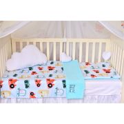Lenjerie 3 piese patut 120x60 cm model masinute si plus minky bleu PFCC7752