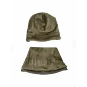 Set caciula cu protectie gat Fleece Kaki pentru copii 3-5 ani, din bumbac KDECPF35KAKI