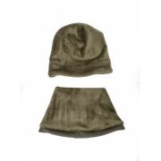 Set caciula cu protectie gat Fleece Kaki pentru copii 3-6 luni, din bumbac KDECPF36KAKI