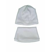 Set caciula cu protectie gat nou nascut Fleece Alb, din bumbac KDECPF00ALB