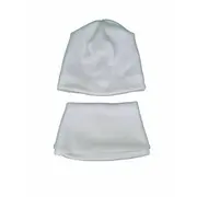 Set caciula cu protectie gat nou nascut Fleece Alb, din bumbac KDECPF00ALB