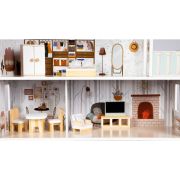 Casuta de papusi inalta din lemn cu mobilier, casuta lui emma, ecotoys 8301 edeedi8301