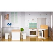 Casuta de papusi inalta din lemn cu mobilier, casuta lui grace, ecotoys 8210 edeedi8210
