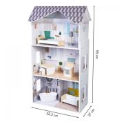 Casuta de papusi inalta din lemn cu mobilier, casuta lui grace, ecotoys 8210 edeedi8210