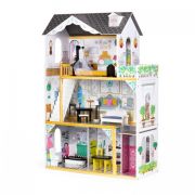 Casuta de papusi inalta din lemn cu mobilier si lift, ecotoys w06a400 edeediw06a400