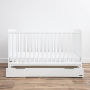 Patut Din Lemn Masiv, Transformabil Pentru Bebe Si Junior, Clasic Alb 140 X 70 Cm Pjbclasic_140