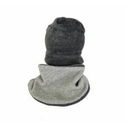 Set caciula cu protectie gat Fleece Gray pentru copii 6-18 luni, din bumbac KDECF618GR