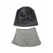 Set caciula cu protectie gat Fleece Gray pentru copii 6-18 luni, din bumbac KDECF618GR
