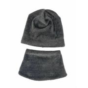 Set caciula cu protectie gat Fleece Gray pentru copii 6-18 luni, din bumbac KDECF618GR