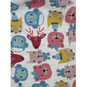 Set caciula cu protectie gat Red Animals pentru copii 18-36 luni, din bumbac KDECPGB1836RANIM