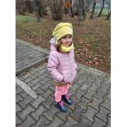 Set caciula cu protectie gat nou nascut Fleece Galben, din bumbac KDECPF00GLB